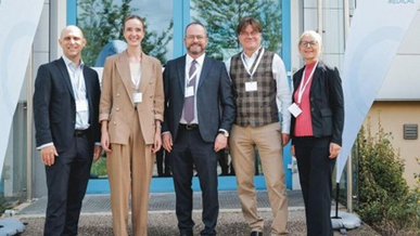 Eröffnungsfeier LAUDA Medical mit den Personen: Benedikt Stegmayer, Dr. Stefanie Krieger, Dr. Gunther Wobser, PD Dr. Frank Münch und Caroline Trips